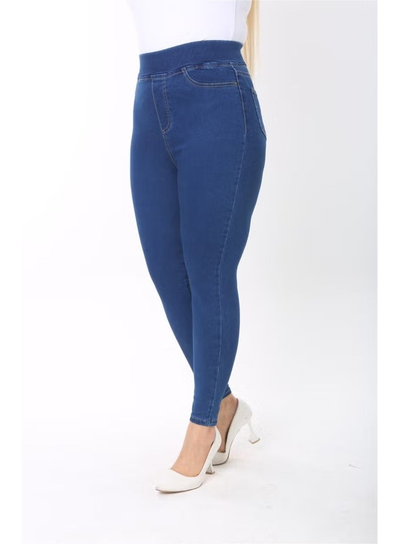 Cedy Denim Women's 42-58 Size Elastic Waist Fake Pocket Slimming Trousers C608 - Image 2